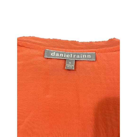 Daniel Rainn Top Pleated Front Cap Sleeves Sz M Coral 100% Silk - Picture 6 of 8